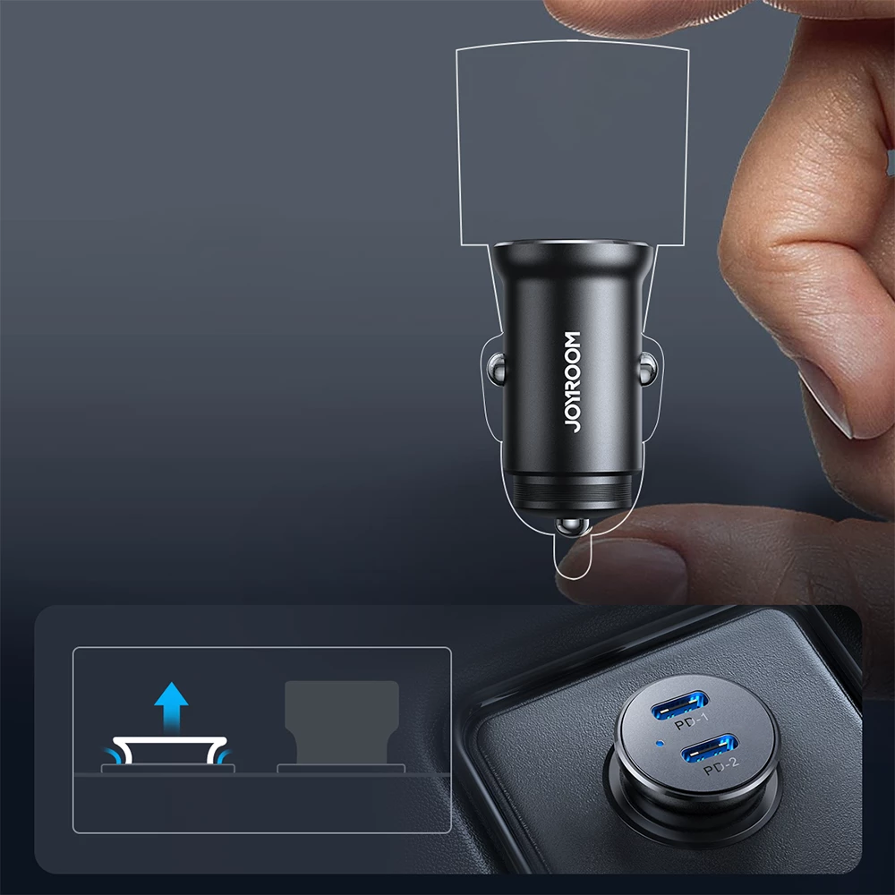 Karikues veture Joyroom JR-CCN06, 2x USB-C, 30W, metal, zi