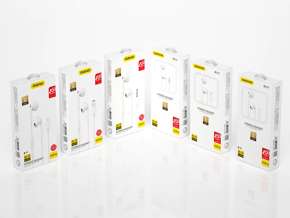 Kufje in-ear Dudao X14PROL-W1 me kabllo, Lightning, të bardha