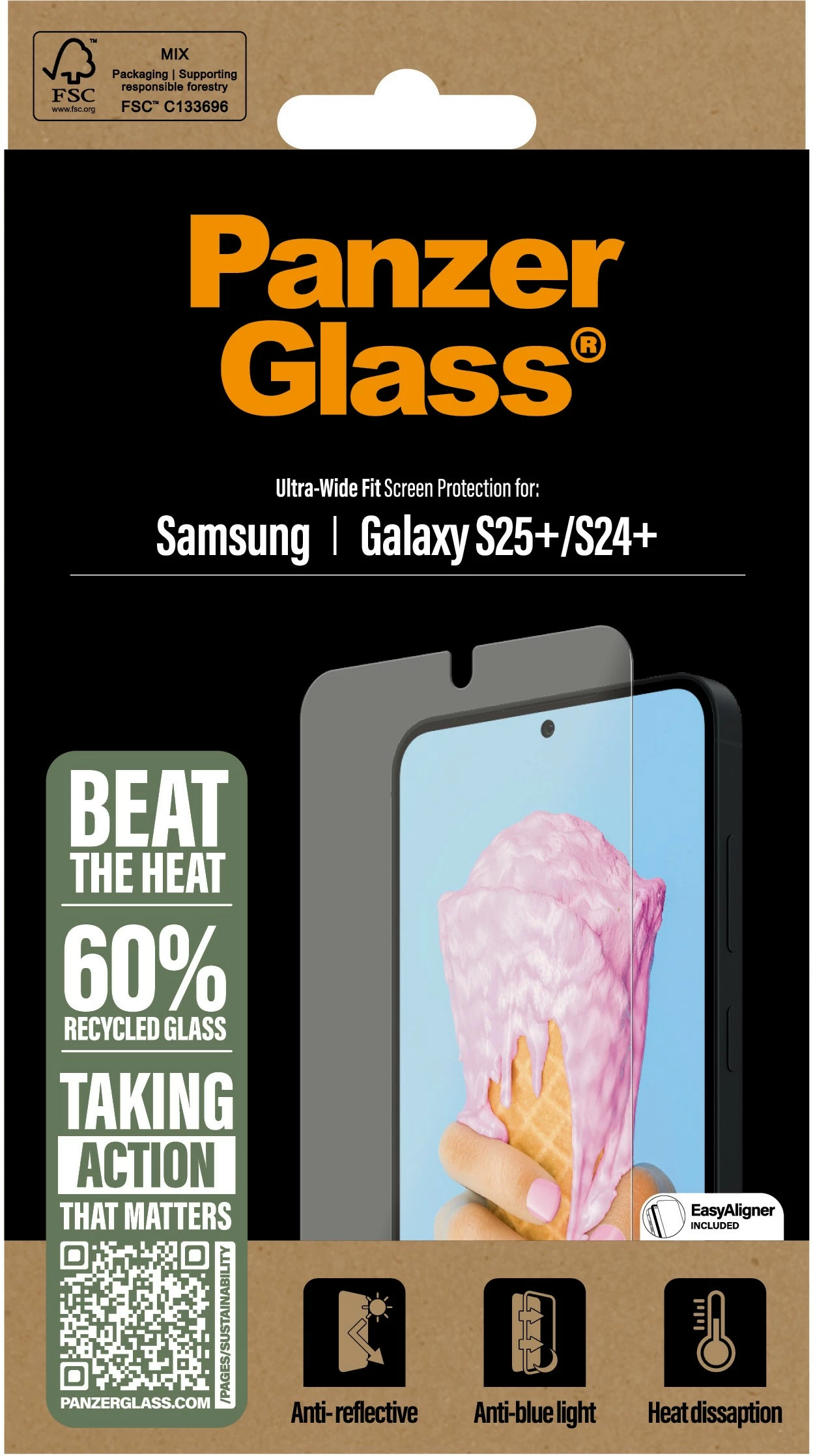 Mbrojtës ekrani PanzerGlass për Samsung Galaxy S25 Plus, transparent