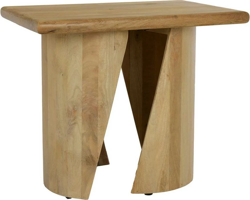 Tavolinë anësore Spiral, dru mango natyral, 62.5x45x52.5