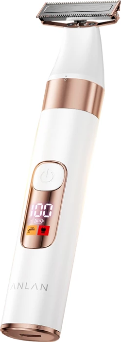 Trimmer trupi ANLAN 06-ATMQ42-02A 2 koka U/T, çelik inox 420J2, IPX6, bateri deri 90 min, USB-C, ekran LED, bllokim udhëtimi, e bardhë/rozë gold