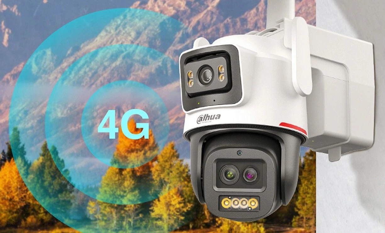 Kamerë IP Dahua IPC-PTS2649C-3E3Z-4GB20 3MP, 4G/LTE + Wi‑Fi, PT‑Dome, panel diellor + bateri 65Wh, IP66, bardhë/zezë