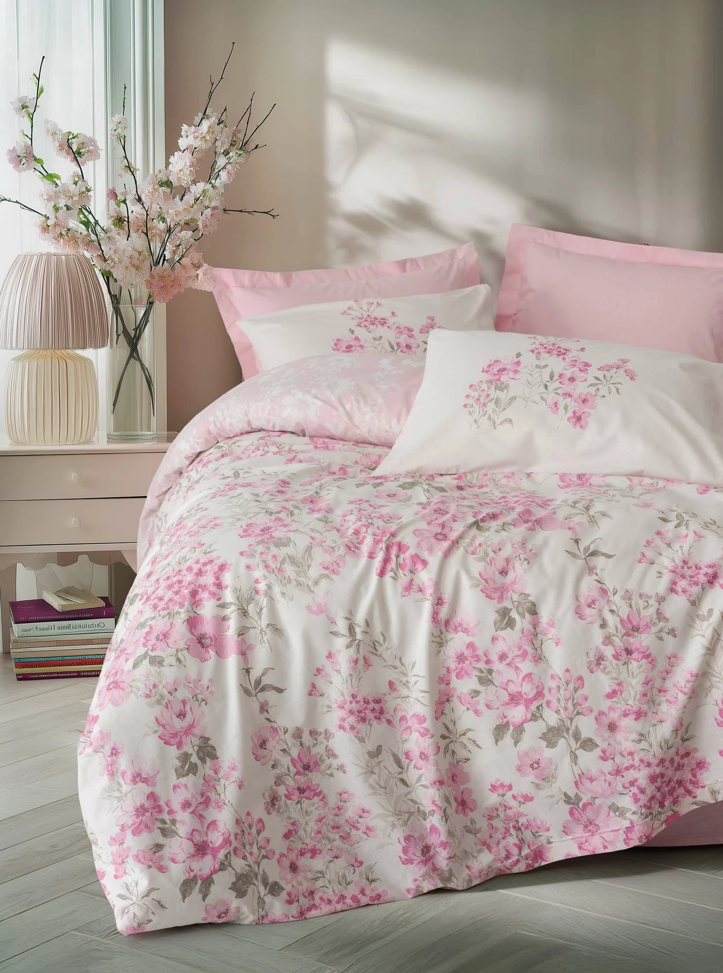 Set mbulesë për jorgan king size, ngjyrë rozë, L'Essentiel Linge de Maison, Floren