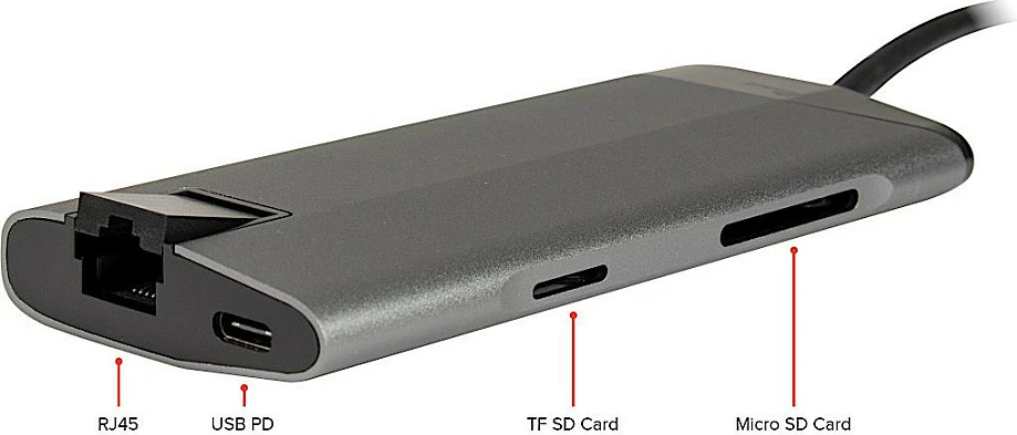 Docking station Inter-Tech Argus GDC-802, USB-C, HDMI, LAN, 3x USB-A, gri
