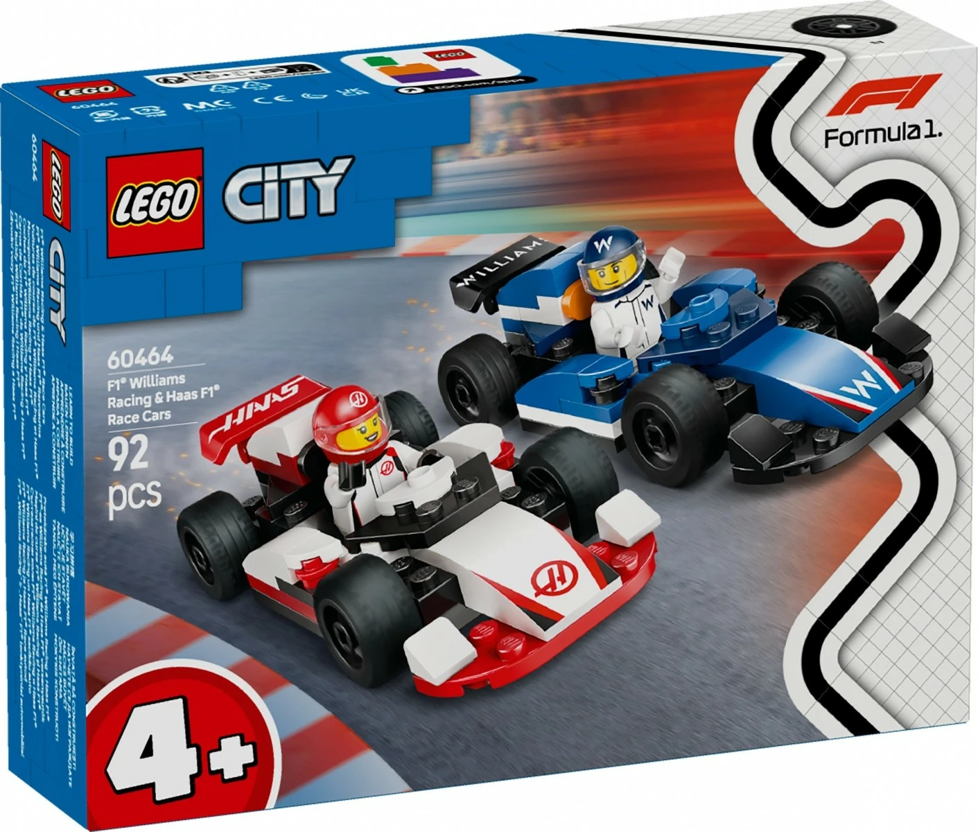 Set LEGO City F1 Williams Racing dhe Haas F1, 60464, 92 pjesë, për fëmijë, shumëngjyrësh