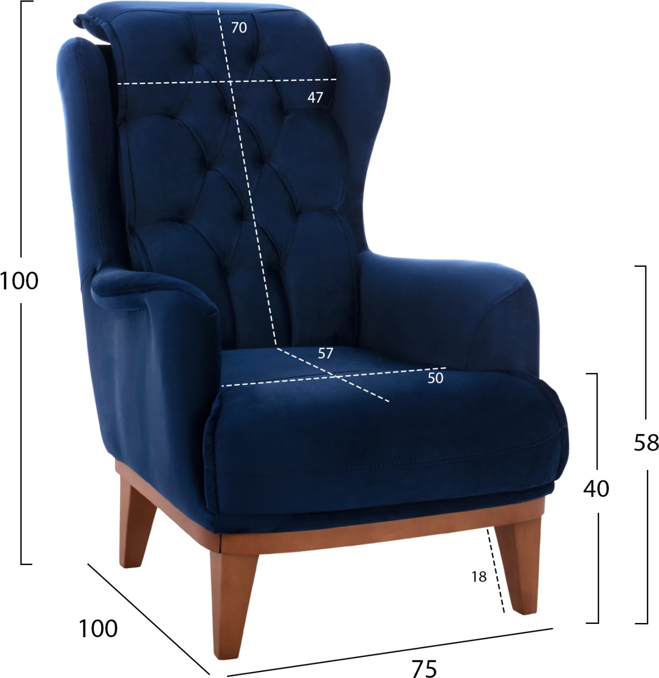 Set dhome ndenje 3-pjesësh, kadife blu, FH11746.18