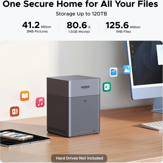 Server NAS UGREEN NASync DH4300 Plus 85660, 4-bay, ARM 8-core, 8GB LPDDR4X, 2.5GbE, Gri
