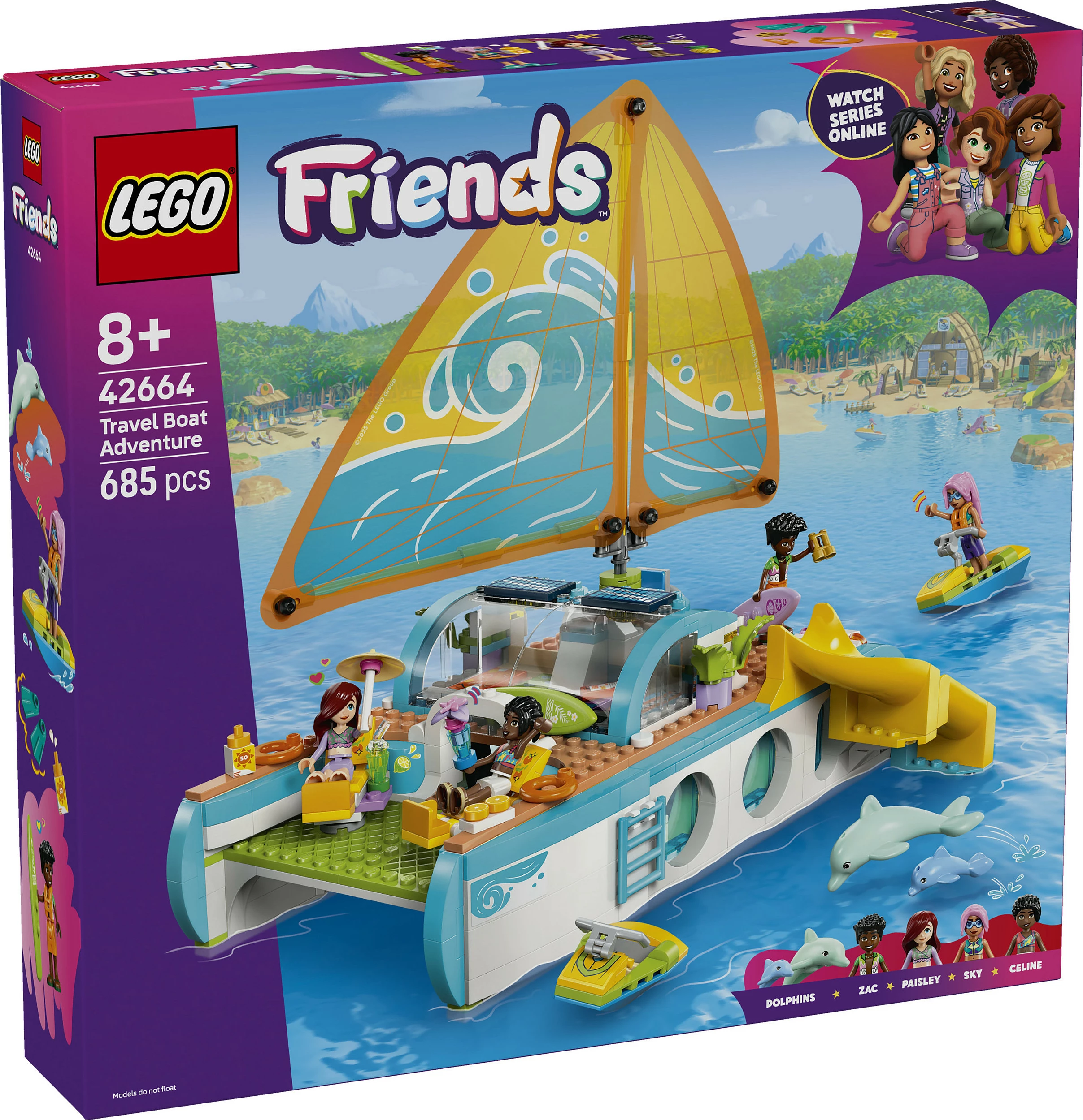 Set ndërtimi LEGO Friends 42664 Travel Boat Adventure, 685 pjesë, 8+, shumëngjyrësh