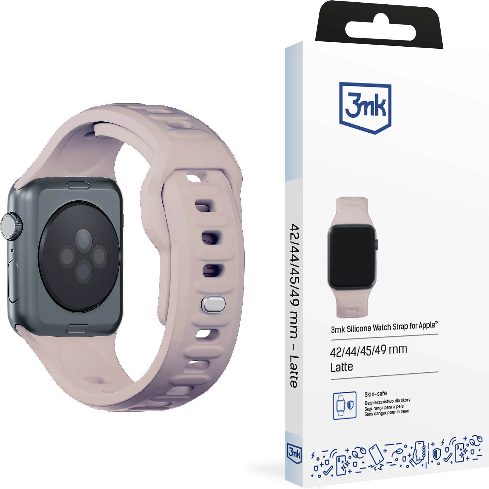 Rrip silikoni për Apple Watch 3mk, 42/44/45/49 mm, Bezhë
