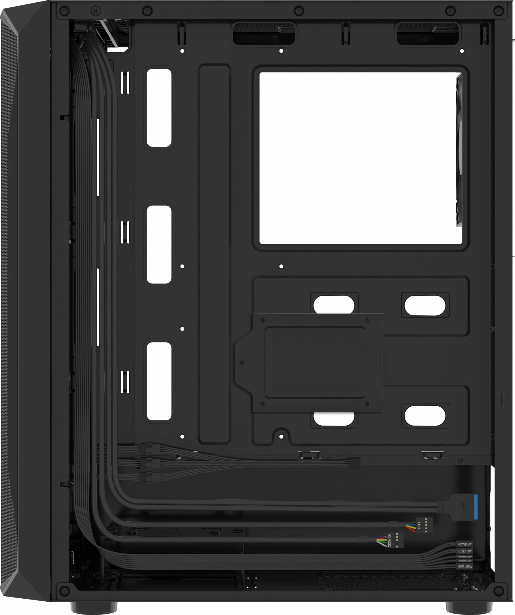 Kasë Fury Shobo SH4F (NFO-2152) Midi Tower ATX/mATX/Mini-ITX, 4x120mm PWM, tempered glass, pa PSU, e zezë