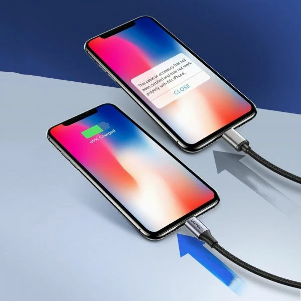 Kabëll Ugreen 107697 USB-C në Lightning MFi 1 m 3A/36W, Argjendtë