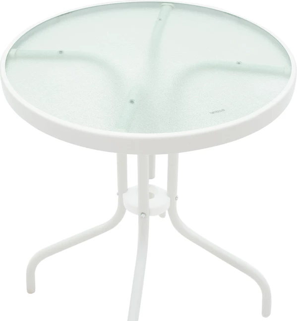 Tavolinë me karrige për terasë Valor-Confidence B set prej 3 metalik, ngjyrë e bardhë, D60x70cm