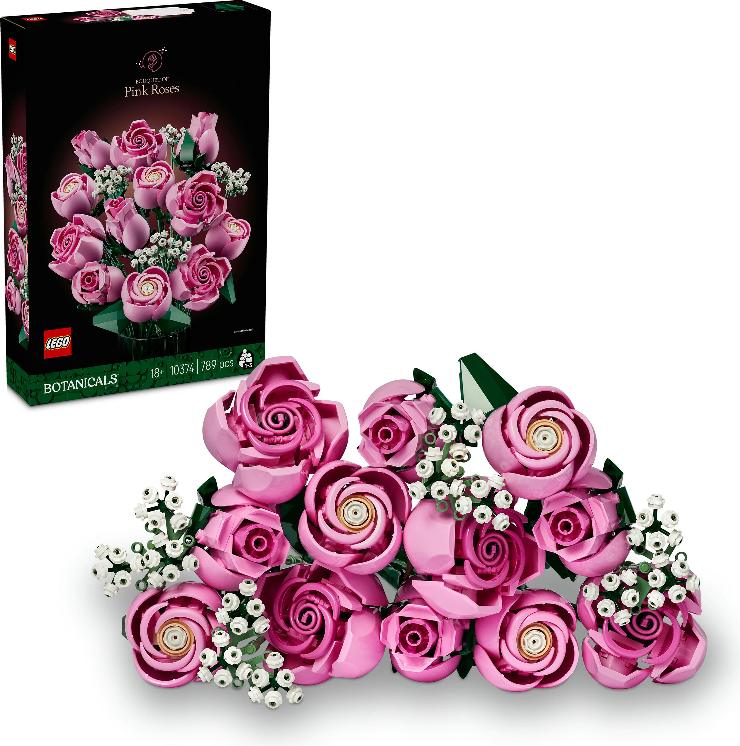 Set ndërtimi LEGO Botanicals 10374 Buqetë Trëndafilash Roze, 789 copë, 18+, multikolor