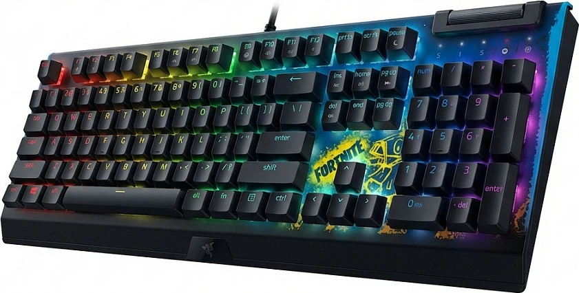 Tastierë mekanike Razer BlackWidow V4 X, Razer Yellow Switch, Fortnite Edition, Layout Gjerman, RGB, e zezë