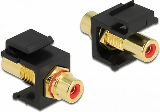 Modul Keystone DeLOCK RCA femër në RCA femër, kontakte të arta, i sheshtë, i zi