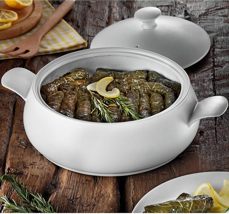 Tenxhere porcelani rezistente ndaj zjarrit, e bardhë, Hermia Concept, PF28TNCKY00, 3.6L me kapak dhe dorezë silikoni