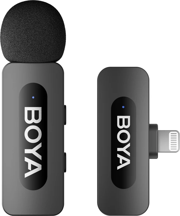 Mikrofon pa kabllo BOYA BY-V1 V2.0 2.4GHz, Lightning, 48kHz/16-bit, set (transmetues + receiver) i zi