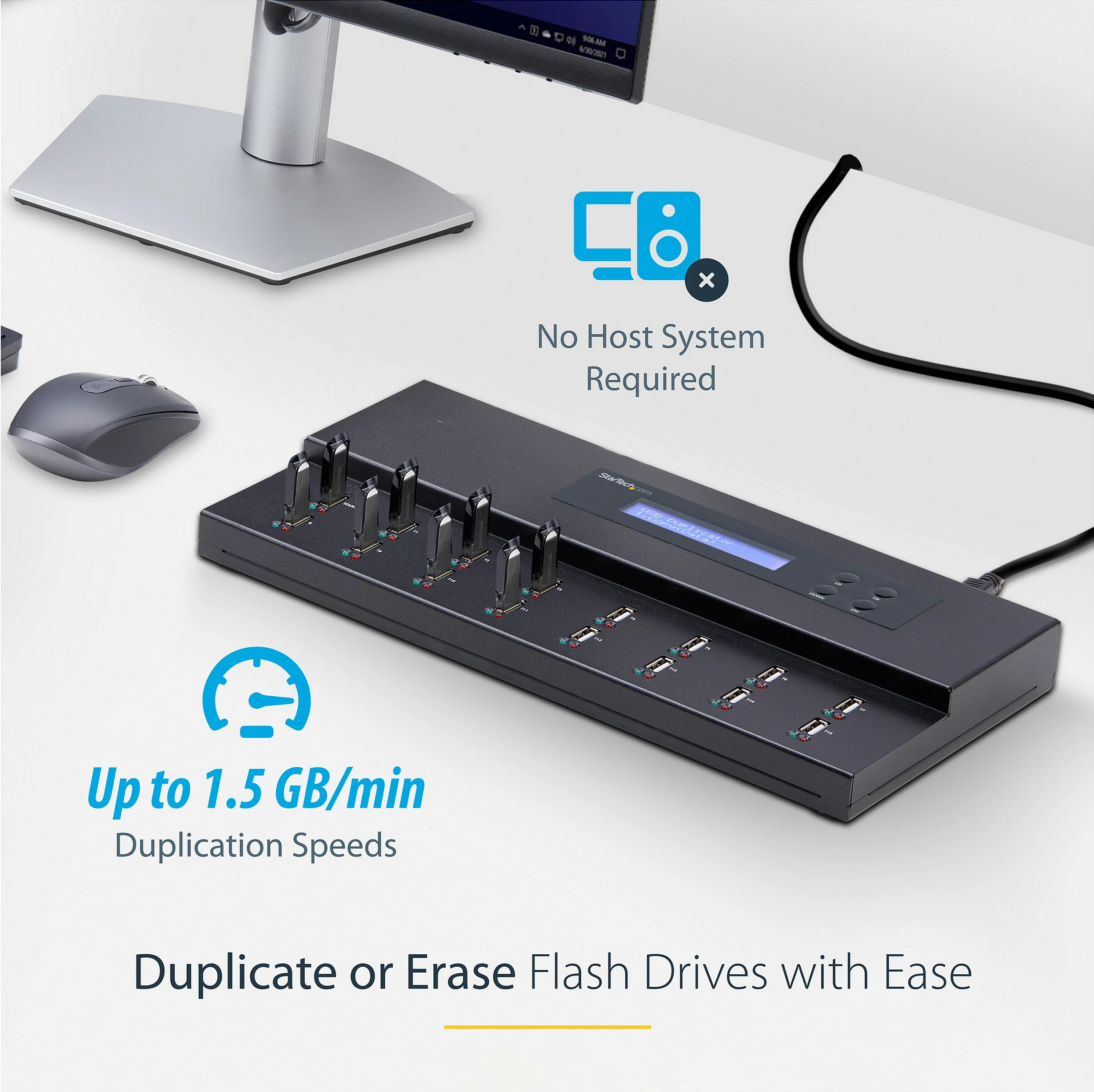 Duplikator dhe fshirës USB StarTech 1:15, LCD, USB 2.0, deri 2TB, i zi