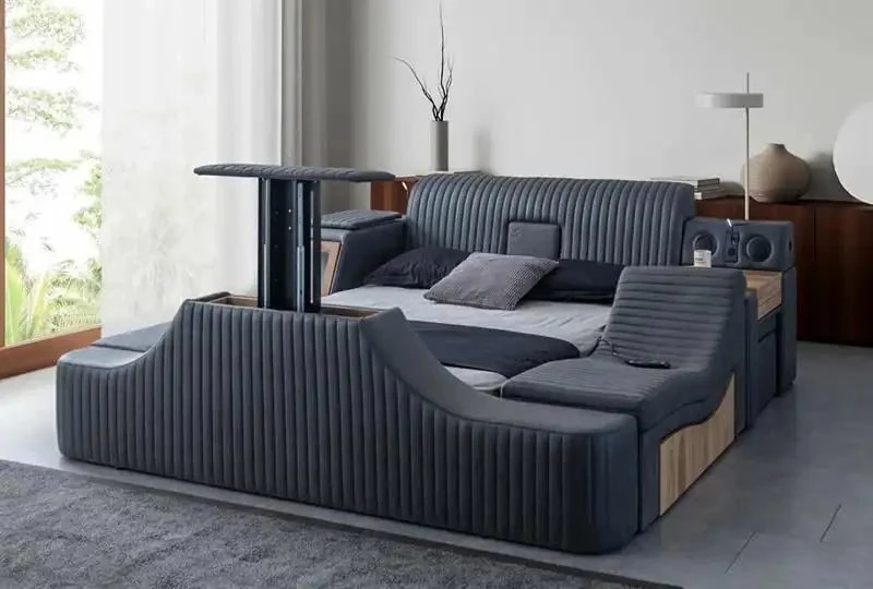 Krevat dopio me funksione të mençura, ngjyrë e zezë, Skye Decor