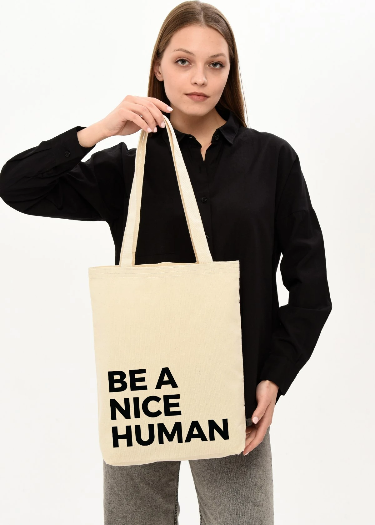 Qese tote Zoozie Bags, krem, 35x40x8cm