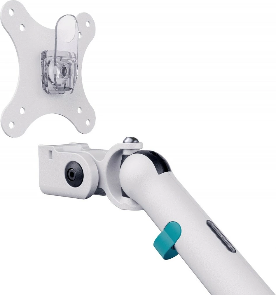 Krah tavoline i dyfishtë për monitor Digitus DA-90472, 2x deri 35\", 2x10kg, VESA 75x75/100x100, me kapëse + montim në tavolinë, i bardhë