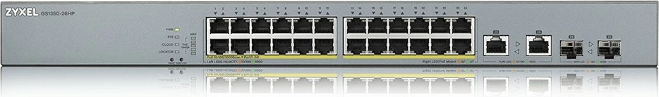 Switch Zyxel GS1350-26HP-EU0101F, Managed, L2, Gigabit Ethernet (10/100/1000), PoE, Rack mounting