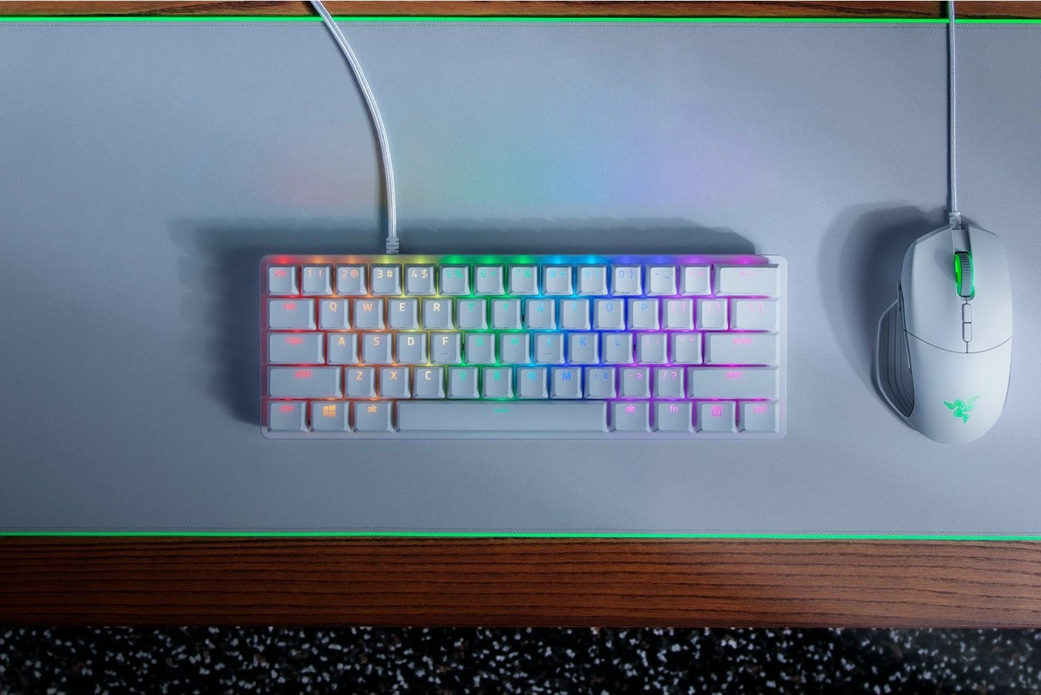 Tastierë Razer Huntsman Mini Mercury, RGB, 60%, e bardhë