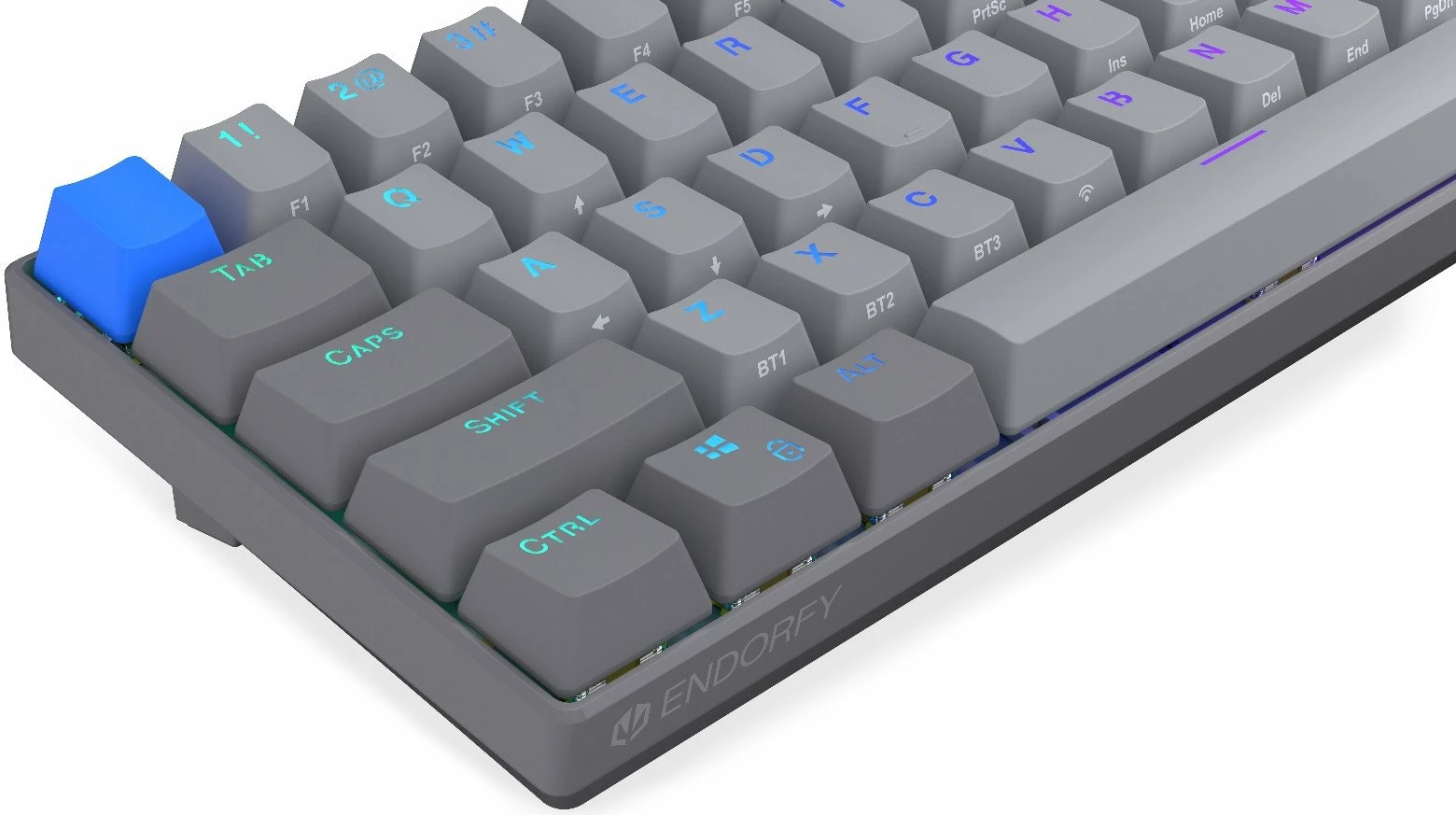 Tastierë mekanike Endorfy Thock V2 Compact Wireless EY5A132, 60%, RGB, USB/Bluetooth/2.4GHz, switch ENDORFY Yellow by Gateron, gri