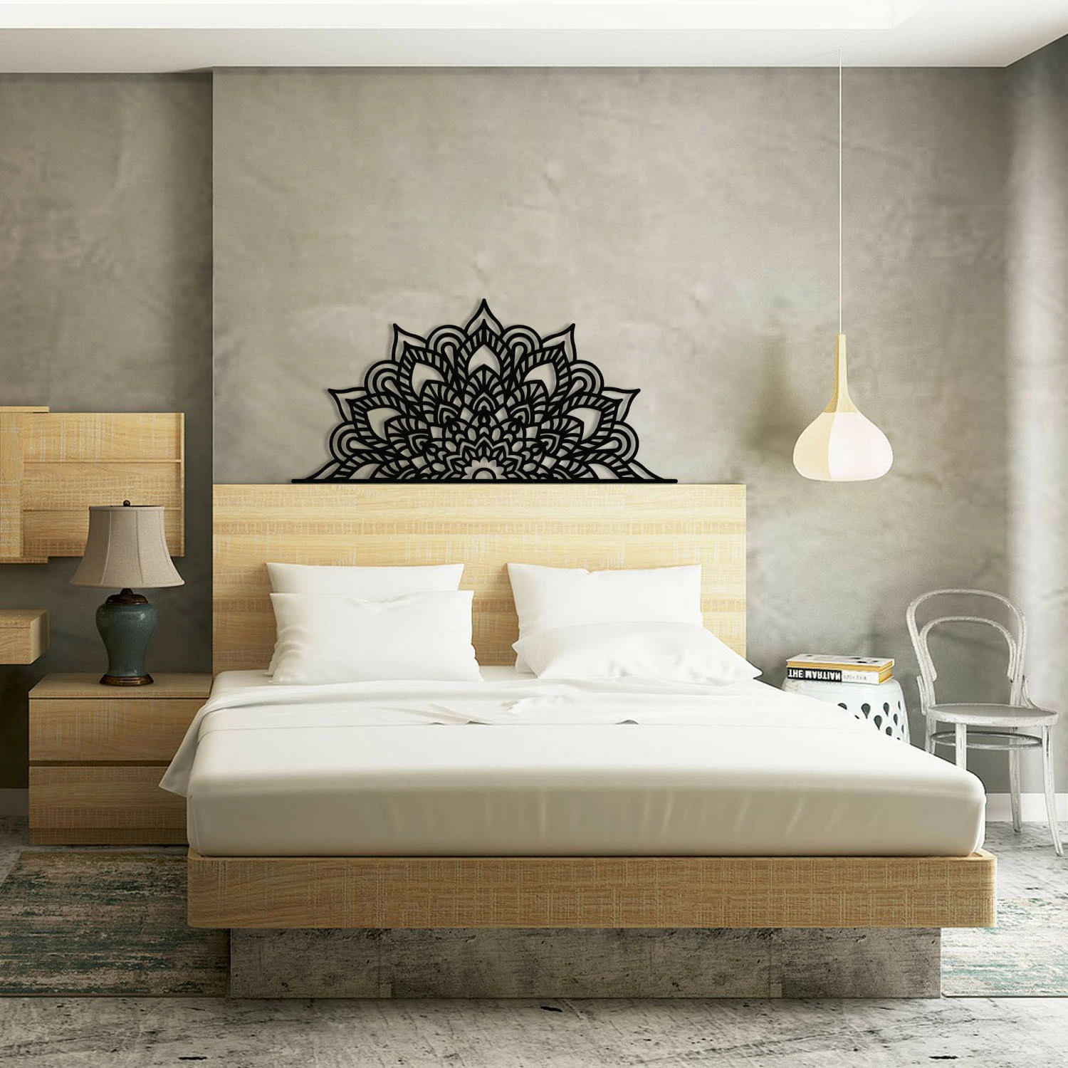 Aksesor dekorativ metalik për mur Wallity, Esperanza, ngjyrë e zezë, 160x77cm