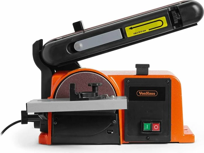 Shlifuese me rrip dhe disk VONHAUS 3500181 370W 100x915mm rrip / 150mm disk, portokalli/zi