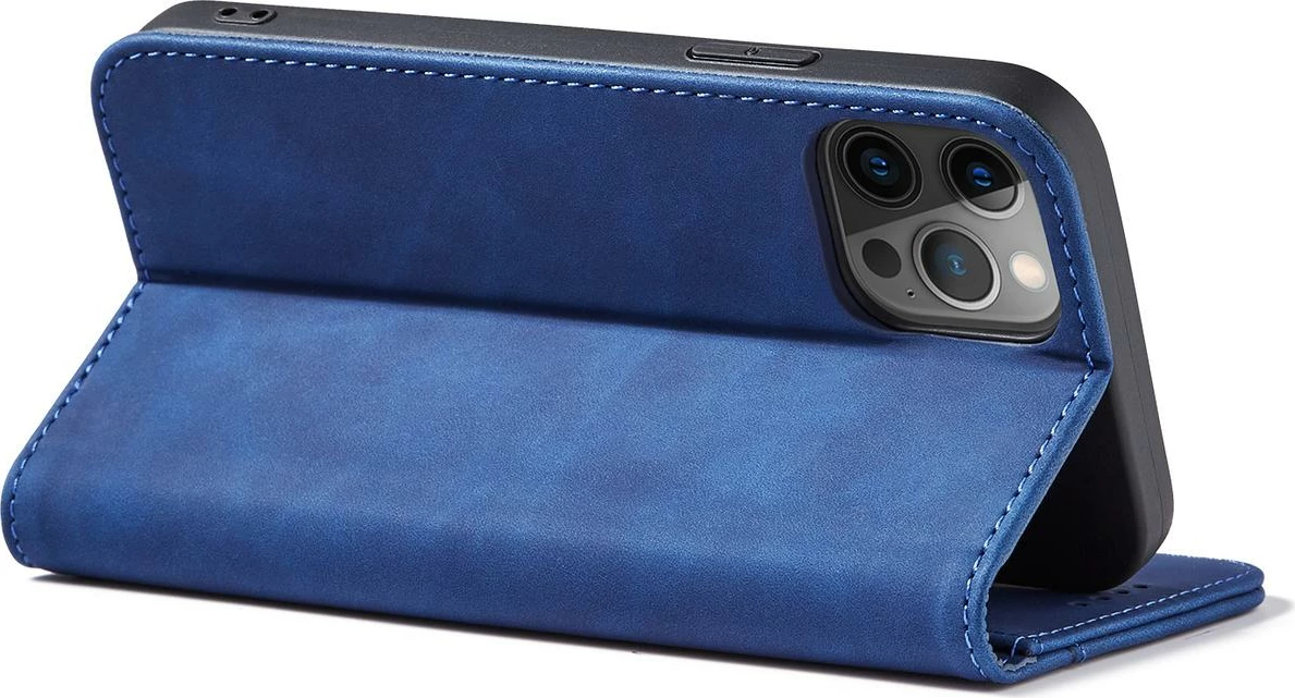 Mbështjellës Hurtel Magnet Fancy Case për iPhone 12 Pro Max, me portofol dhe stand, Kaltër