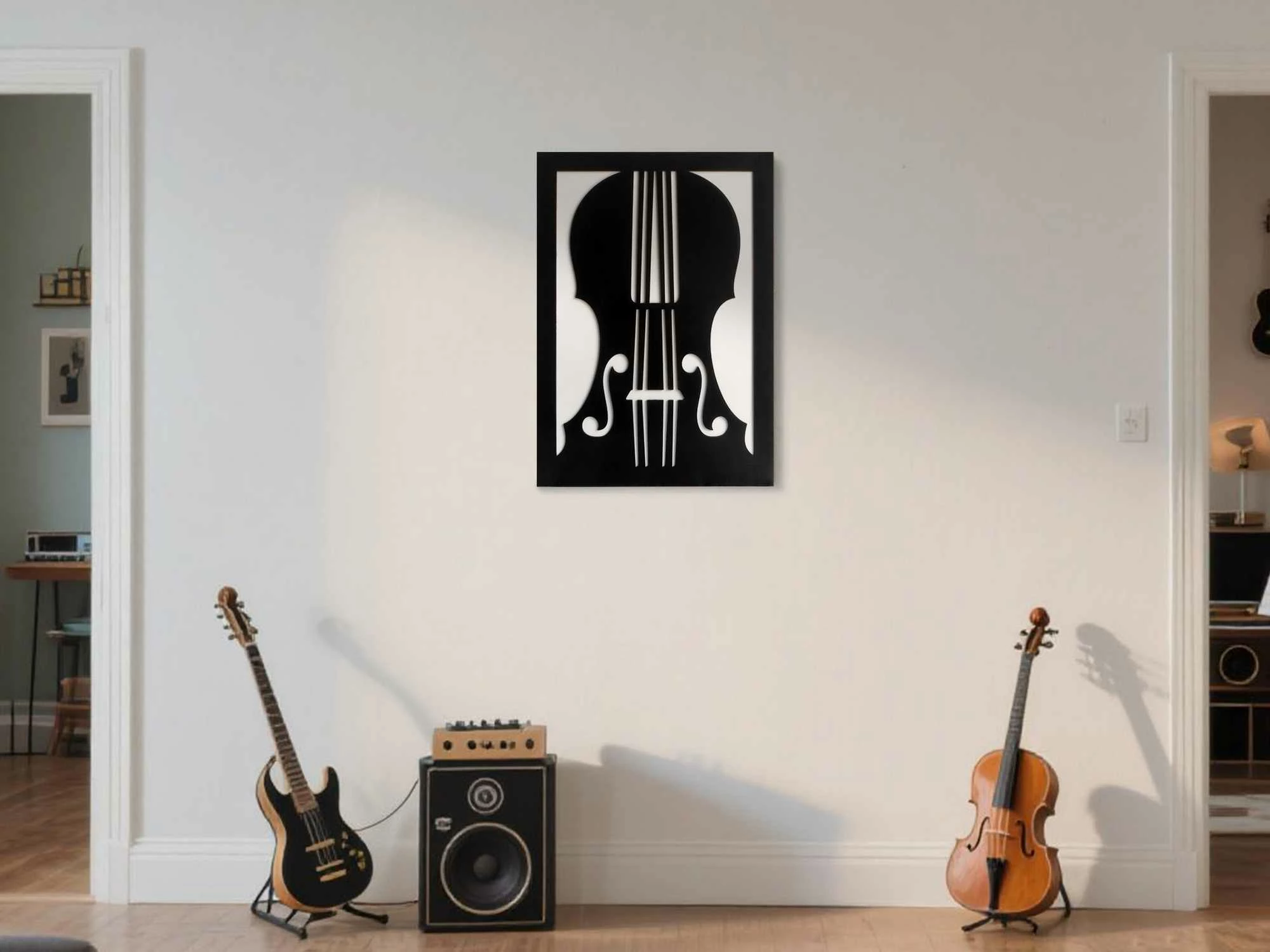 Pikturë dekorative me kornizë MDF, violinë, Wallity