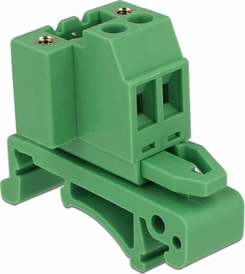 Bllok terminal DeLOCK 65931, montim DIN rail, 2 pika lidhjeje, AWG 24-12, i gjelbër