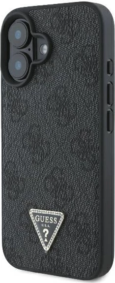 Mbështjellës Guess Crossbody 4G Metal Logo për iPhone 16, i zi, me rrip