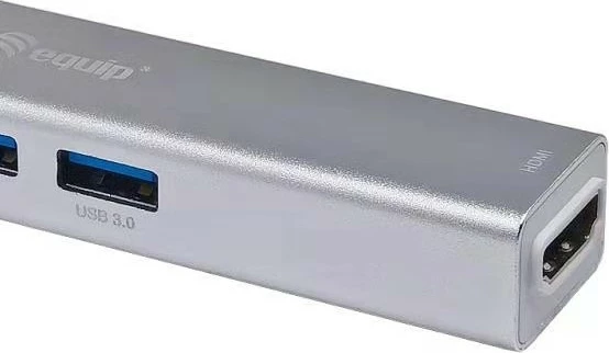 Adapter USB-C 5-n-1 Equip, HDMI 4K, 2x USB 3.2, Lexues kartelash, argjendtë