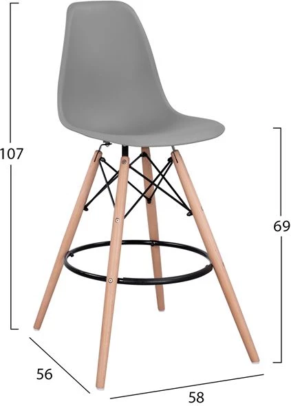 Karrige për bar Renata FH0173.10 Gri 58x56x107cm, set prej 4 copë