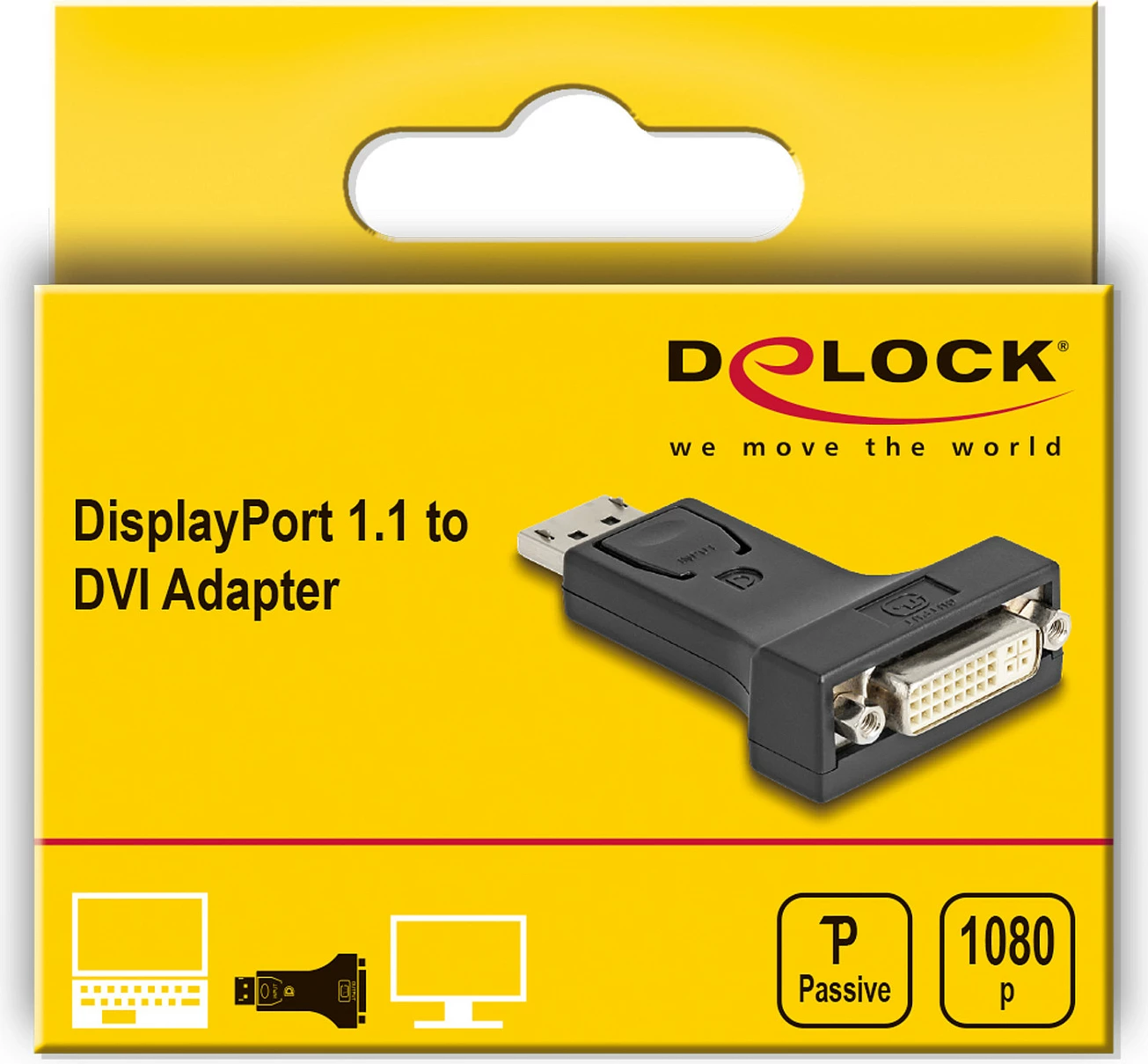 Adapter DeLOCK DisplayPort 1.1 (mashkull) në DVI-D (femër), pasiv, Dual Link, 1920x1200, i zi