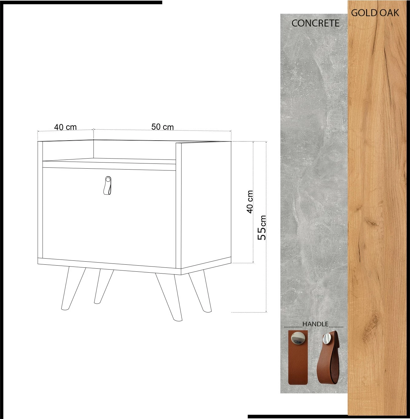 Komodinë natës Hanah Home, Paju, ngjyrë lis dhe e bardhë