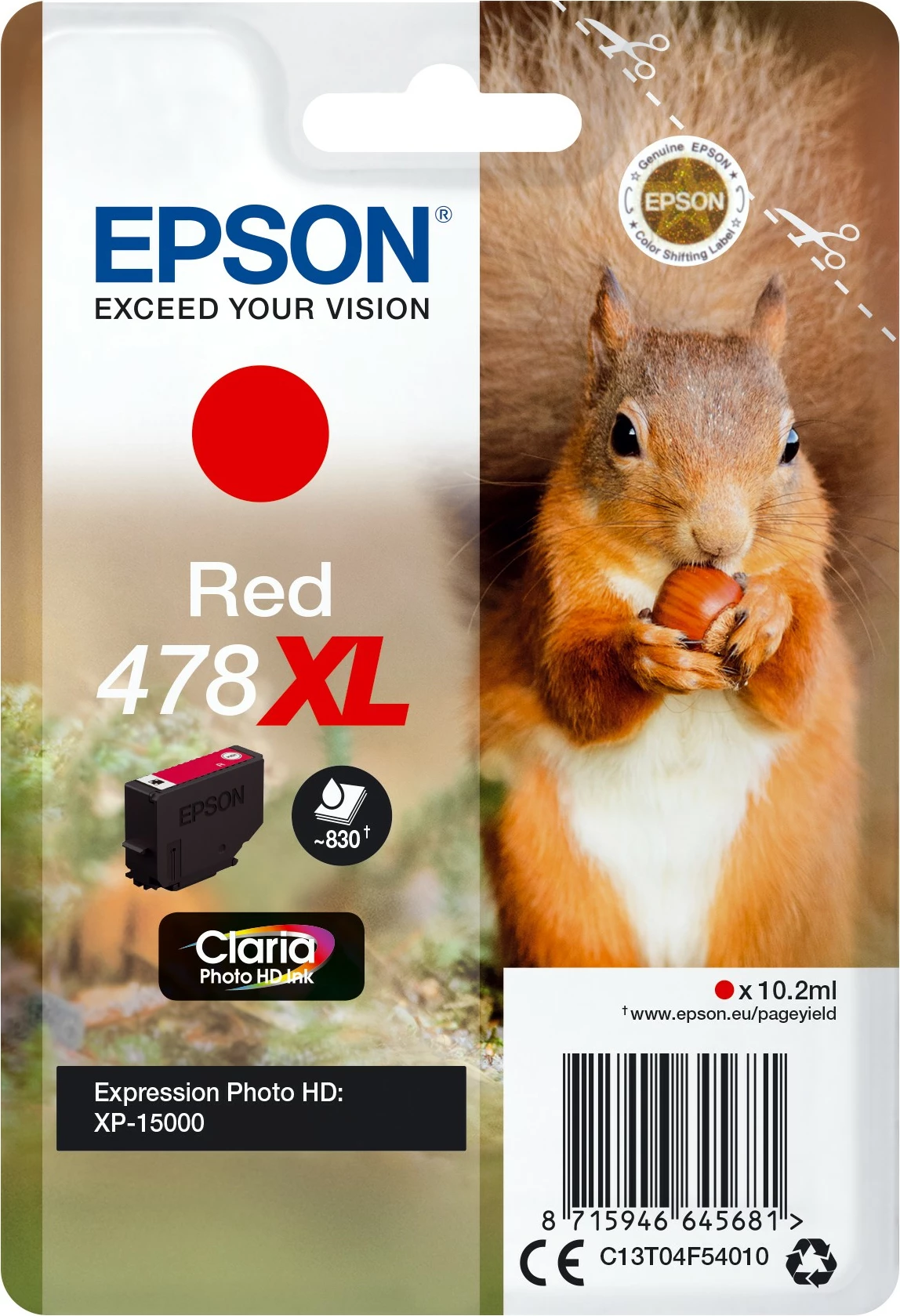 Toner Epson 478XL Claria Photo HD, i kuq, XL, 10.2ml