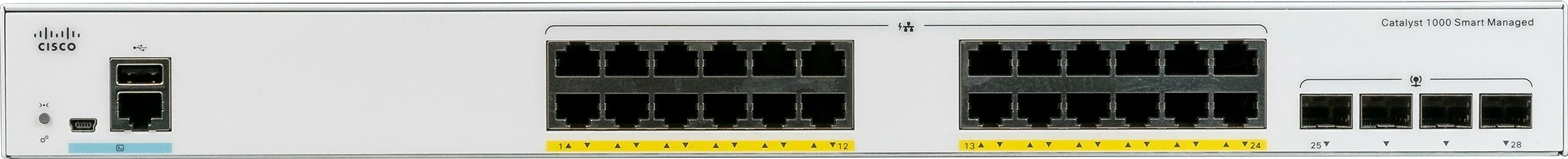 Switch Cisco Catalyst 1000-24T-4G-L, 24 porta Gigabit, 4 porta SFP, fanless