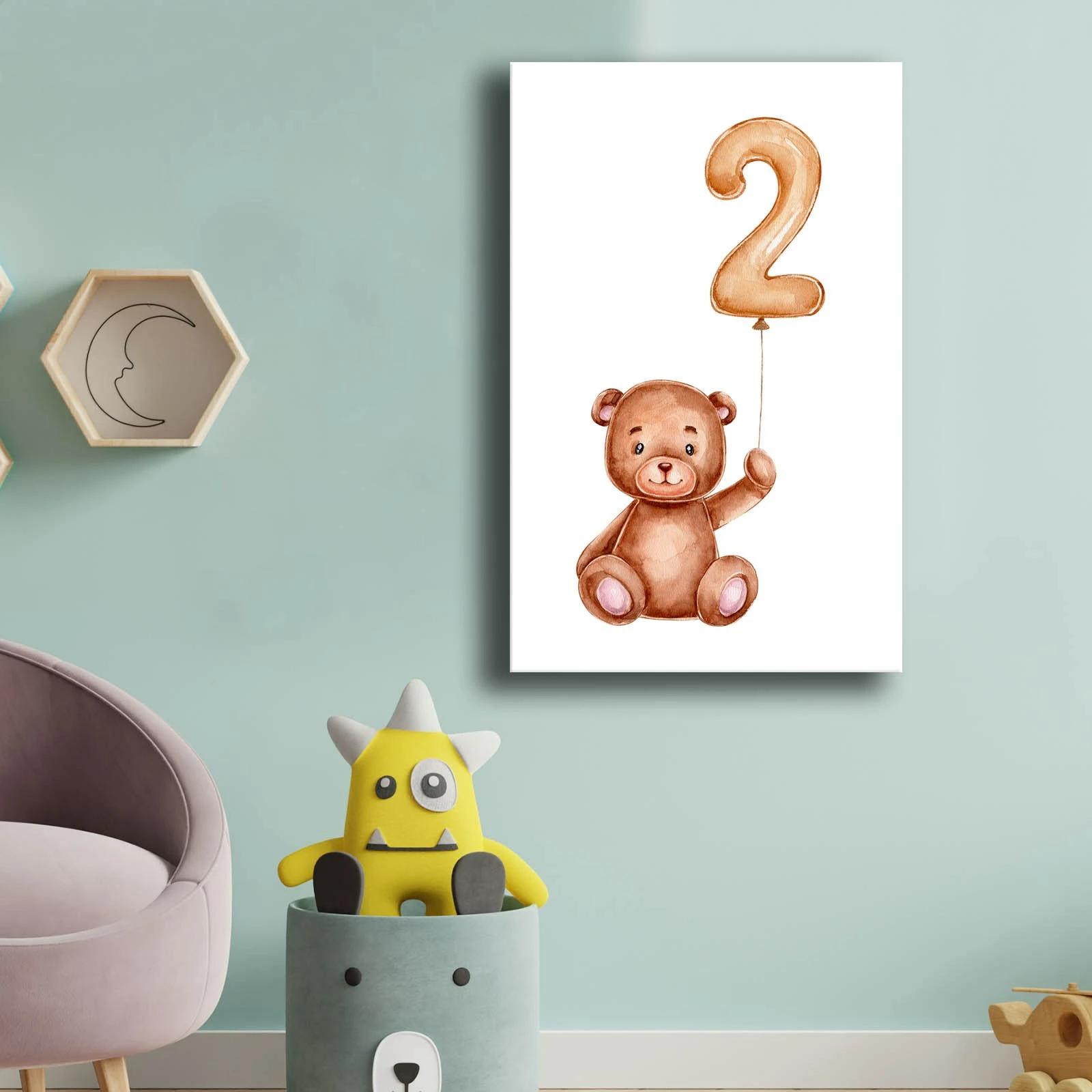 Pikturë dekorative kanavacë, ari me balonë numër 2, Wallity, 45x70cm