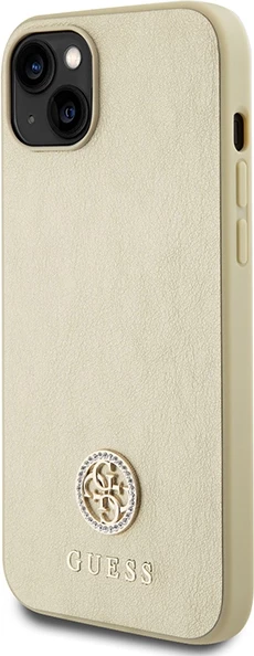 Mbështjellës Guess 4G Strass Metal Logo për iPhone 15, Gold
