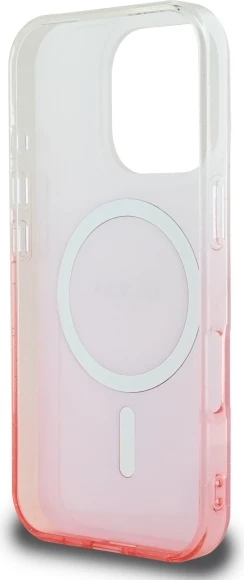 Mbështjellës Guess IML Glitter Gradient MagSafe për iPhone 16 Pro Max, Rozë