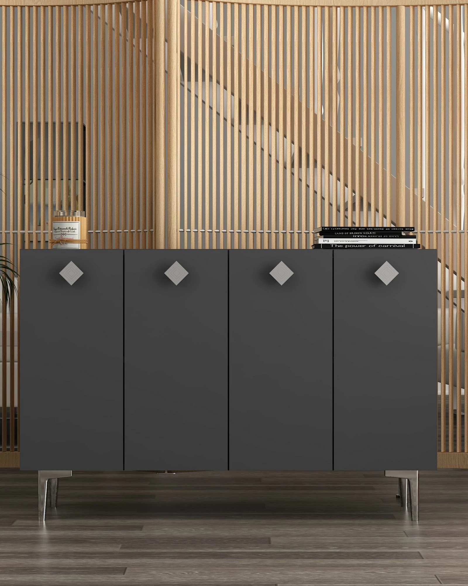 Konsol Skye Decor, anthracite, argjend