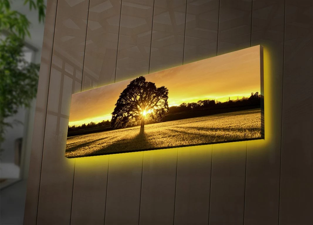 Pikturë dekorative në kanavacë me drita LED, shumëngjyrëshe, Wallity 3090DACT-68, 30x90cm