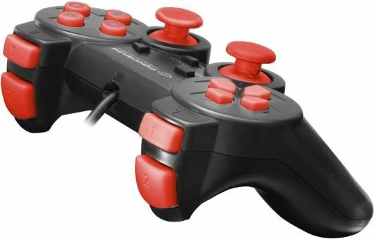 Gamepad Esperanza Corsair EGG106R, me kabllo USB, vibrim, 12 butona, 2 analog, kompatibil PC/PS2/PS3, i zi