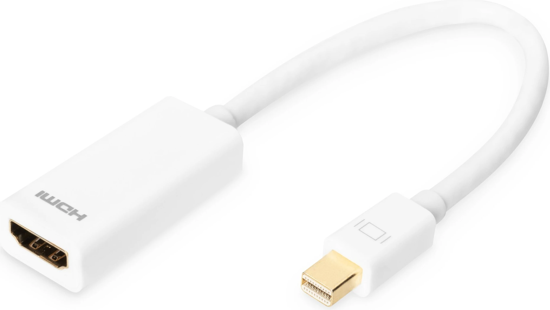Adapter kabllo Digitus Mini DisplayPort në HDMI, 0.15m, i bardhë
