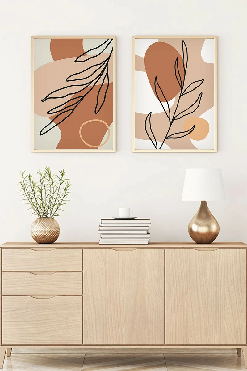 Pikturë dekorative me kornizë MDF (2 copë), Wallity, Huhu60, 50x35cm