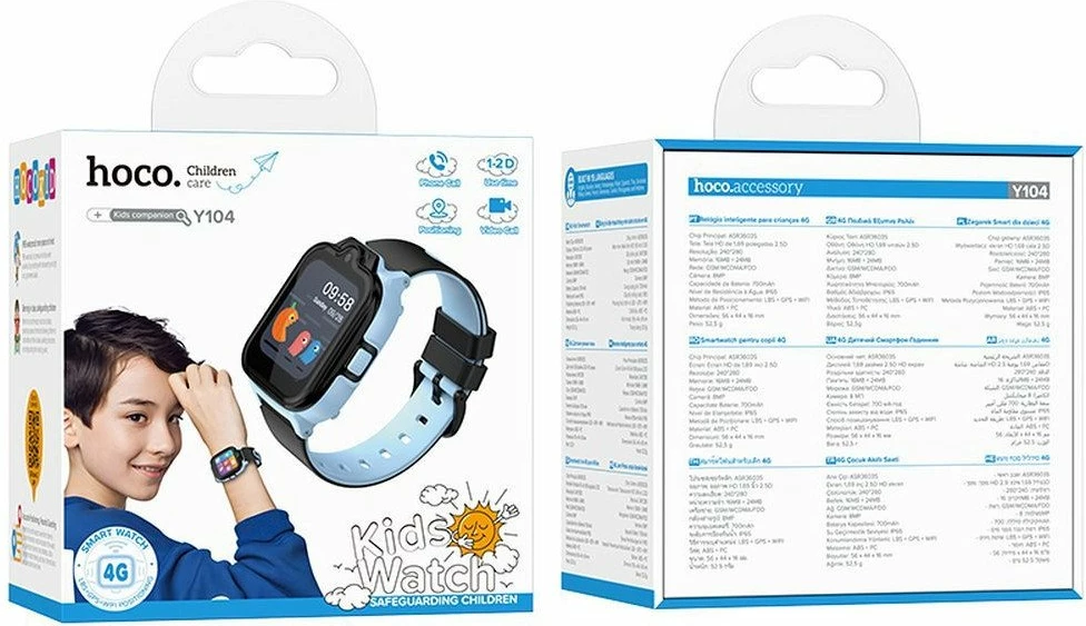 Smartwatch Hoco Y104 4G me GPS për fëmijë, blu