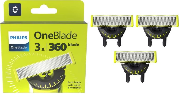 Teh zëvendësues Philips OneBlade 360 QP430/50, zi/verdhë, set 3 copë